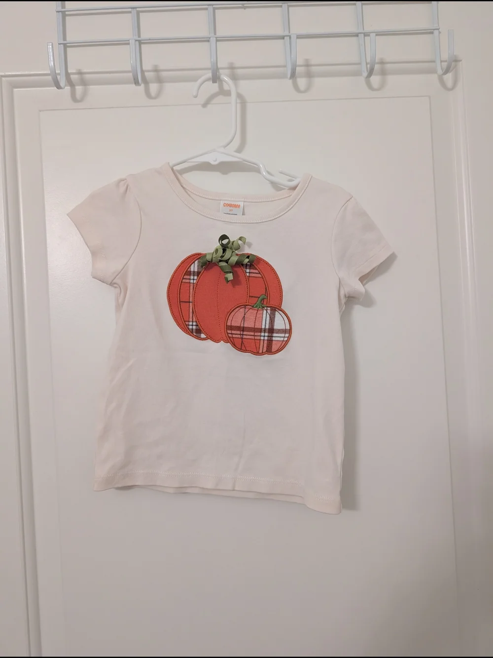 Gymboree Pumpkin Plaid Appliqué Tee 3T Fall Halloween Cotton